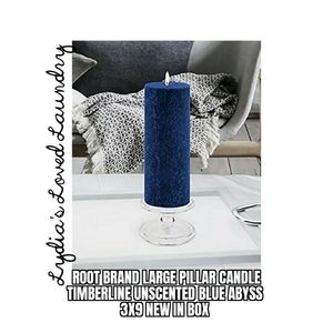 Large Root Beeswax Enhanced Timberline Pillar Candle 3" x 9” Blue Abyss